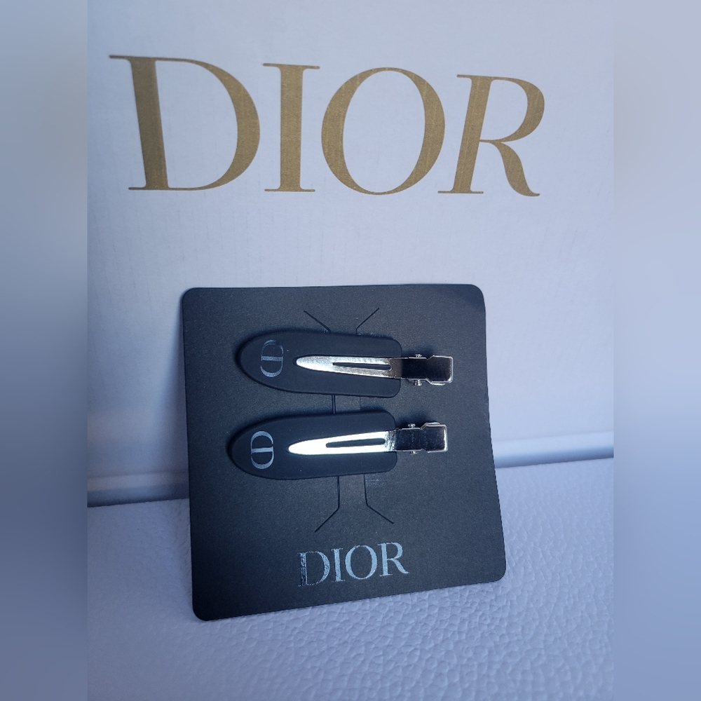 Dior VIP Matte Black and Silver Hair Clips
